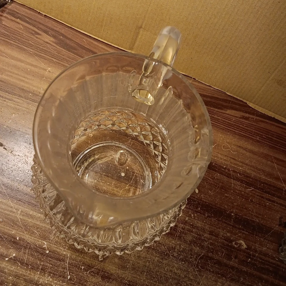 Vintage Longchamp cut glass diamond crystal pitcher